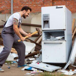 Man is crashing the Kenmore fridge