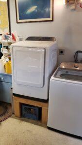 Samsung gas dryer in the garage in Laguna Beach